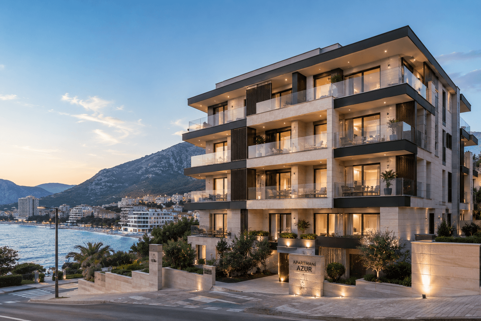 Azur Apartments in Bečići, a building with sea-facing terraces