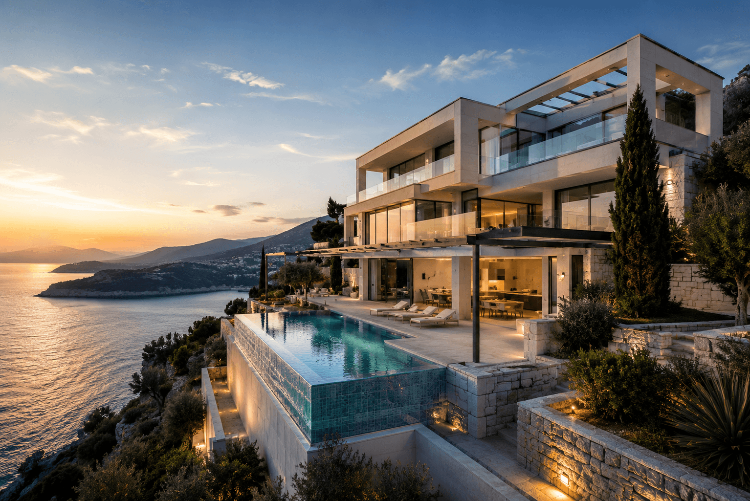 Villa Jadran on Luštica, contemporary architecture with a pool and sea view