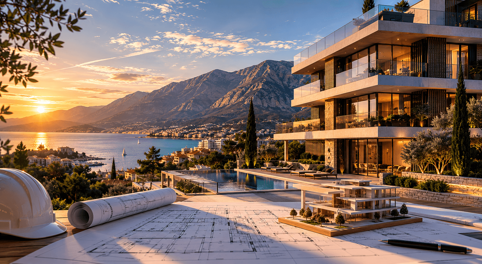 A contemporary apartment building in Montenegro with sea-facing terraces